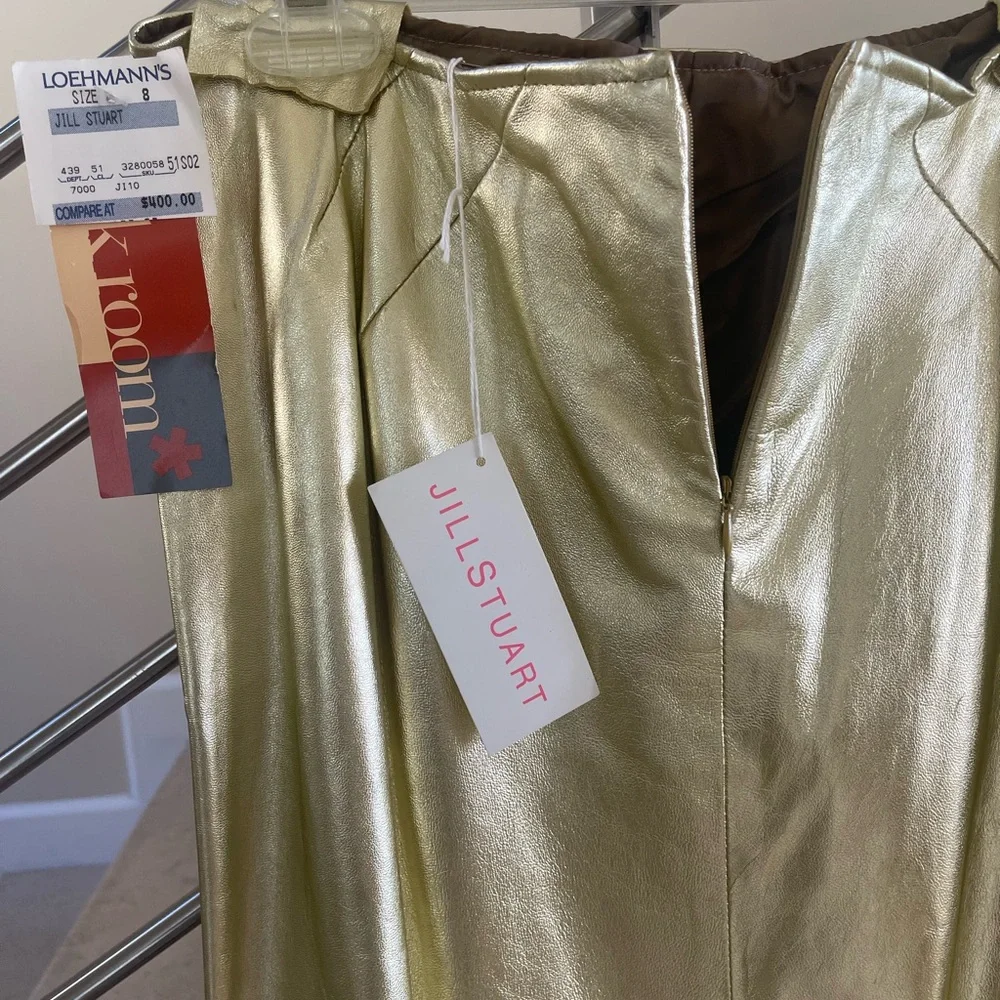 VINTAGE JILL STUART GOLD METALIC SKIRT - Picture 11 of 14